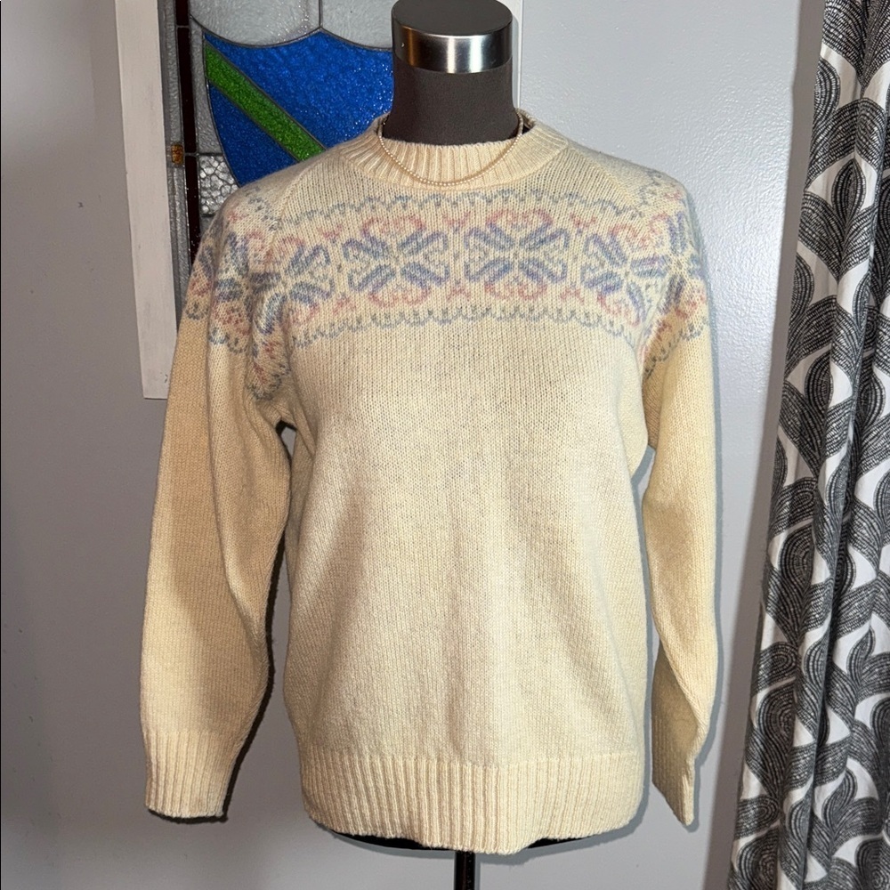 Vintage Shetland Wool Fair Isle Sweater SZ Medium